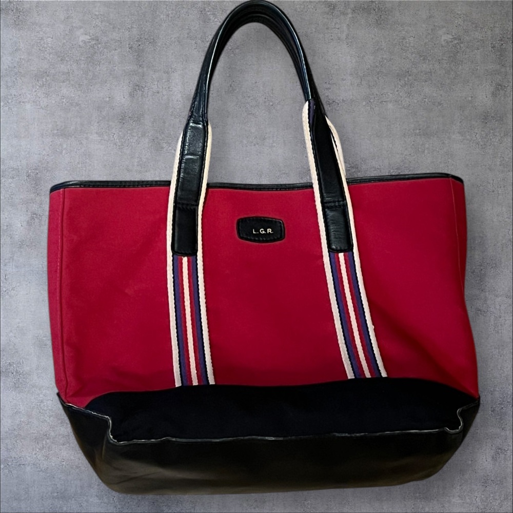 Vintage T. Anthony New York Boating Tote Red Canvas Luggage Bag